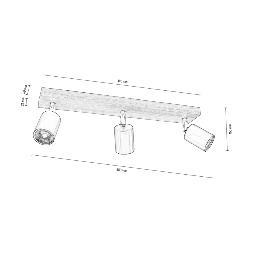 Lubinis akcentinis šviestuvas MANARA  3xGU10/5W/230V graikinis riešutas + FSC sertifikuota