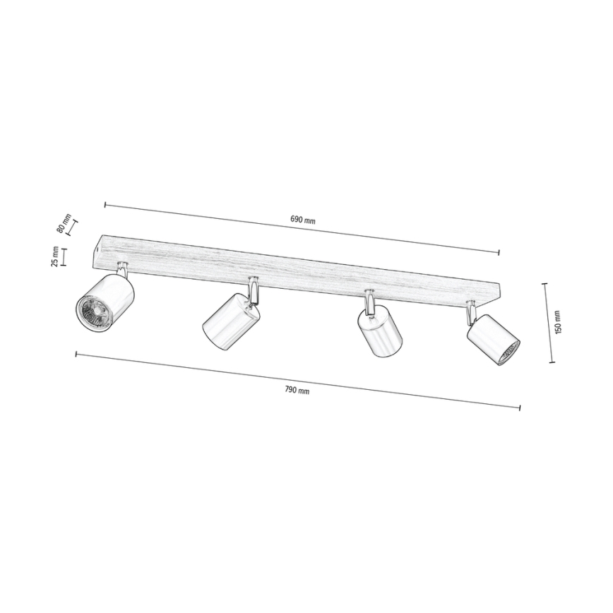 Lubinis akcentinis šviestuvas MANARA 4xGU10/5W/230V pušis