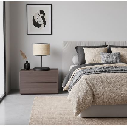 Stalinė lempa ECO 1xE27/15W/230V smėlinė/rotangas