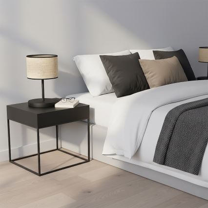 Stalinė lempa ECO 1xE27/15W/230V smėlinė/rotangas