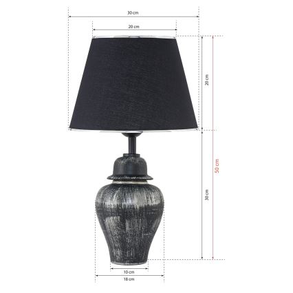 Stalinė lempa RAMZES 1xE27/40W/230V juoda/sidabrinė