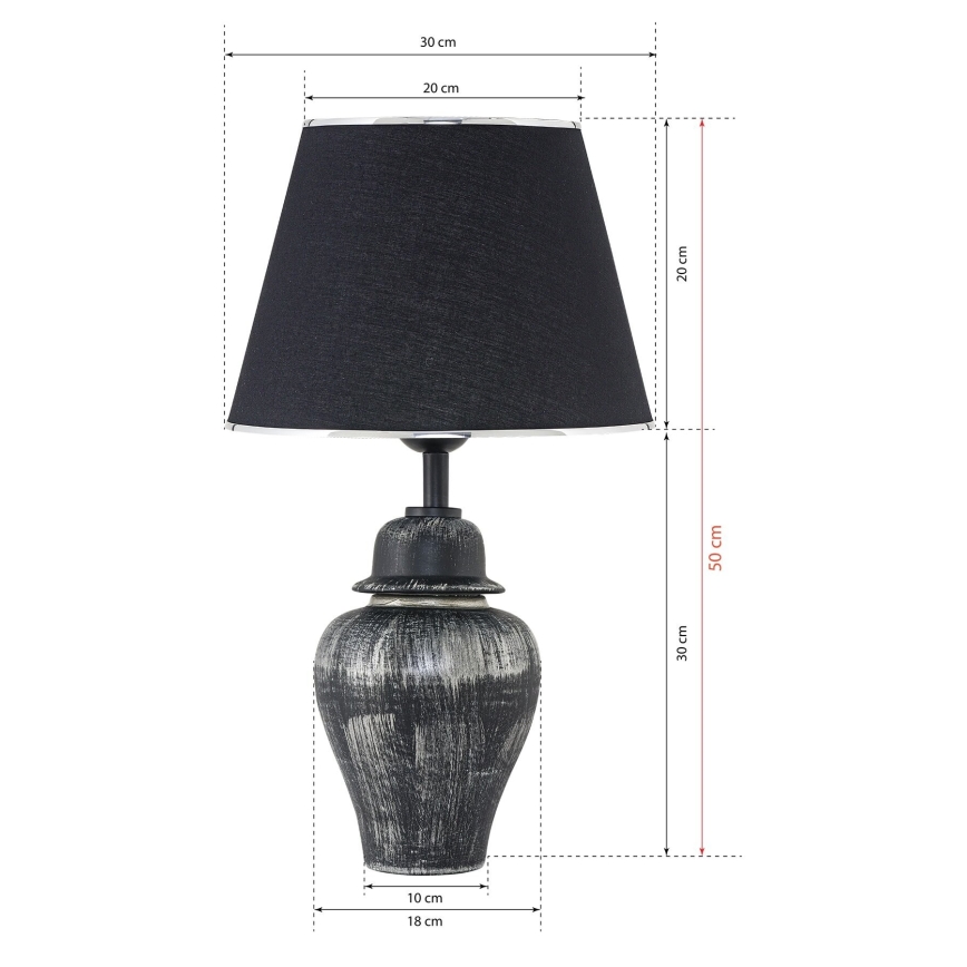 Stalinė lempa RAMZES 1xE27/40W/230V juoda/sidabrinė