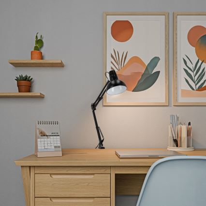 Stalinė lempa su spaustuku 1xE27/60W/230V juoda