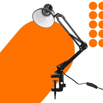 Stalinė lempa su spaustuku 1xE27/60W/230V juoda