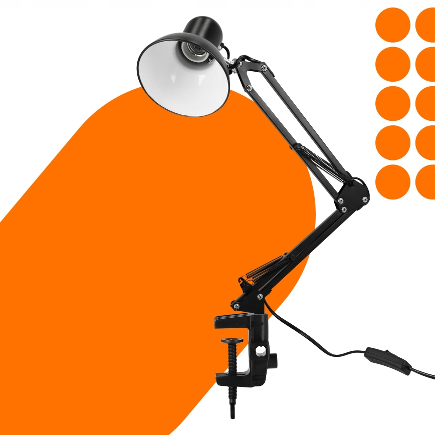 Stalinė lempa su spaustuku 1xE27/60W/230V juoda