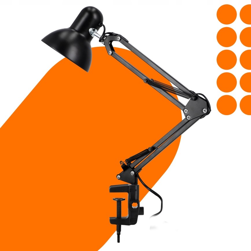 Stalinė lempa su spaustuku 1xE27/60W/230V juoda