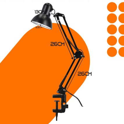 Stalinė lempa su spaustuku 1xE27/60W/230V juoda