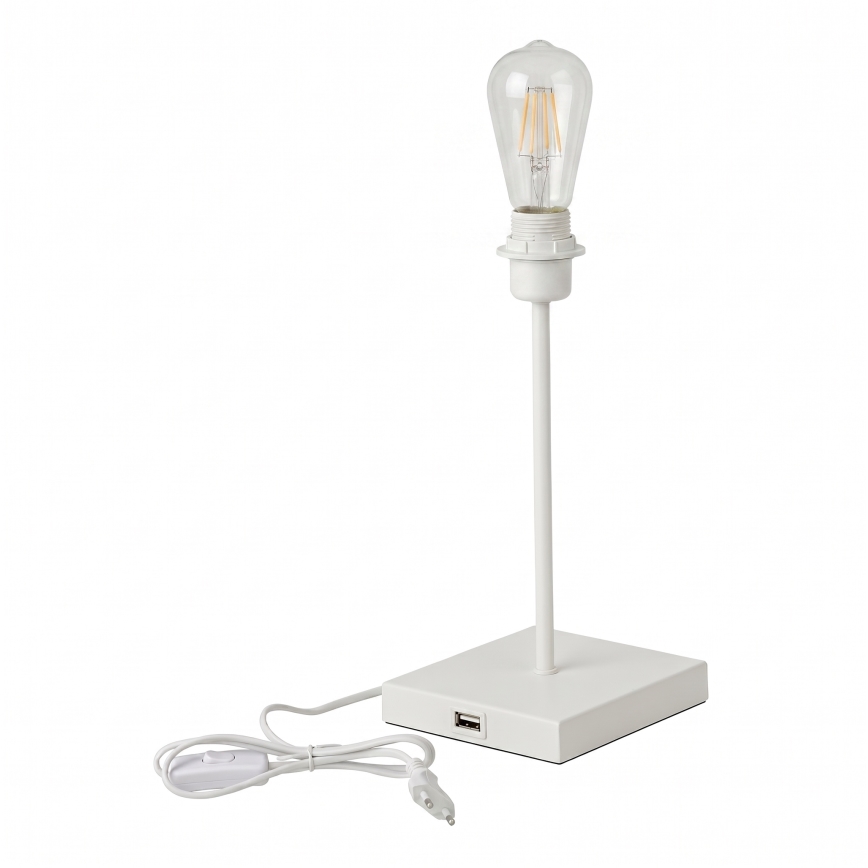 Stalinė lempa su USB jungtimi 1xE27/15W/230V balta