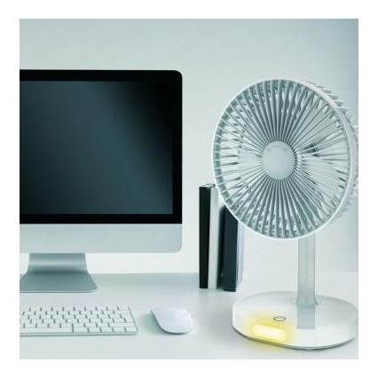 Stalinis įkraunamas ventiliatorius su LED lempa 3000 mAh / 3,7 V USB-C