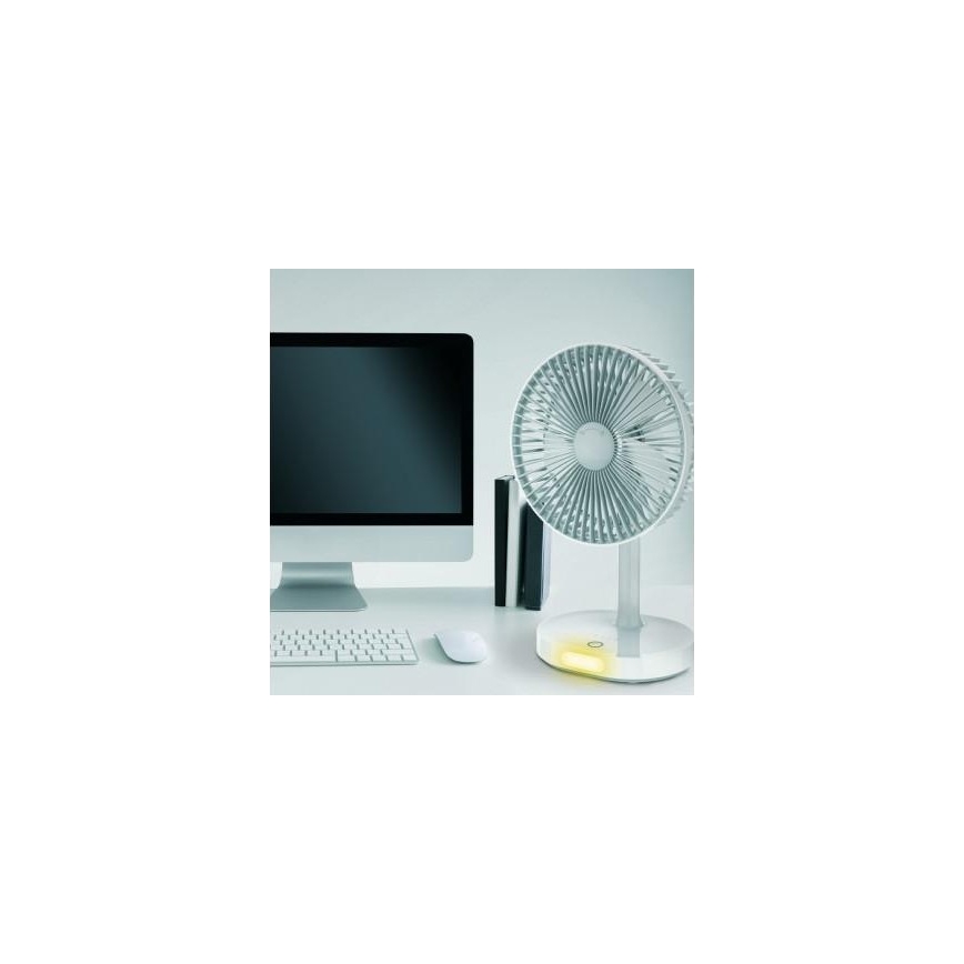 Stalinis įkraunamas ventiliatorius su LED lempa 3000 mAh / 3,7 V USB-C