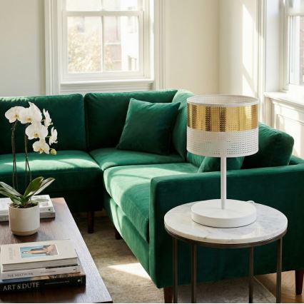 Stalinis šviestuvas LUX 1xE27/15W/230V baltas/auksinis