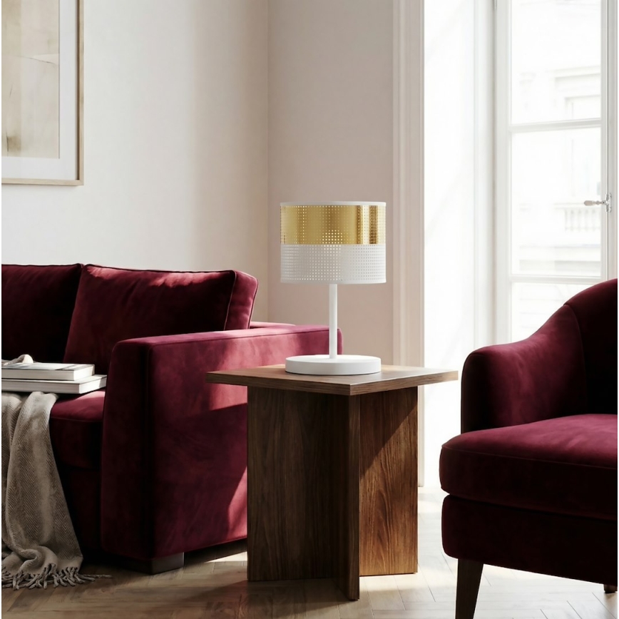 Stalinis šviestuvas LUX 1xE27/15W/230V baltas/auksinis