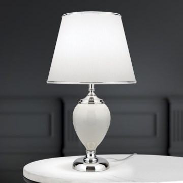 Stalinis šviestuvas OVUM 1xE27/40W/230V 48 cm keramika balta/blizgus chromas