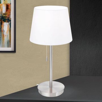 Stalinis šviestuvas su USB prievadu LUDWIG 1xE27/40W/230V 50 cm balta/matinis chromas