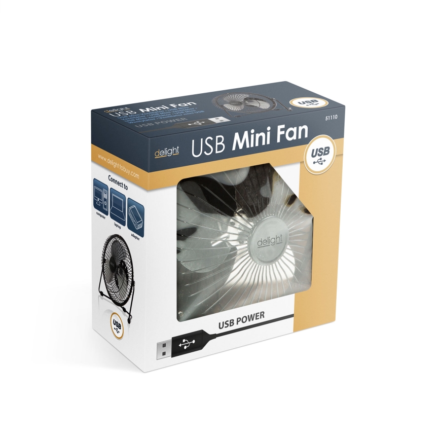 Stalinis ventiliatorius 1,75 W/5 V USB, Ø 18 cm, juodas