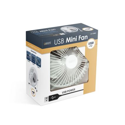 Stalinis ventiliatorius 1,75W/5V USB skersmuo 18 cm baltas