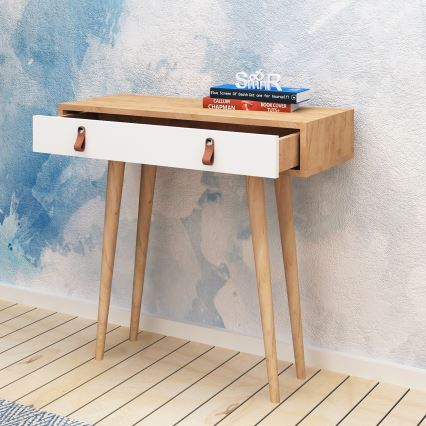 Šoninis staliukas DOKKA 88x80 cm baltas/kreminis