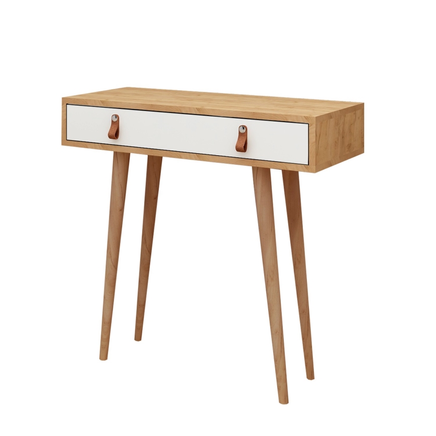 Šoninis staliukas DOKKA 88x80 cm baltas/kreminis