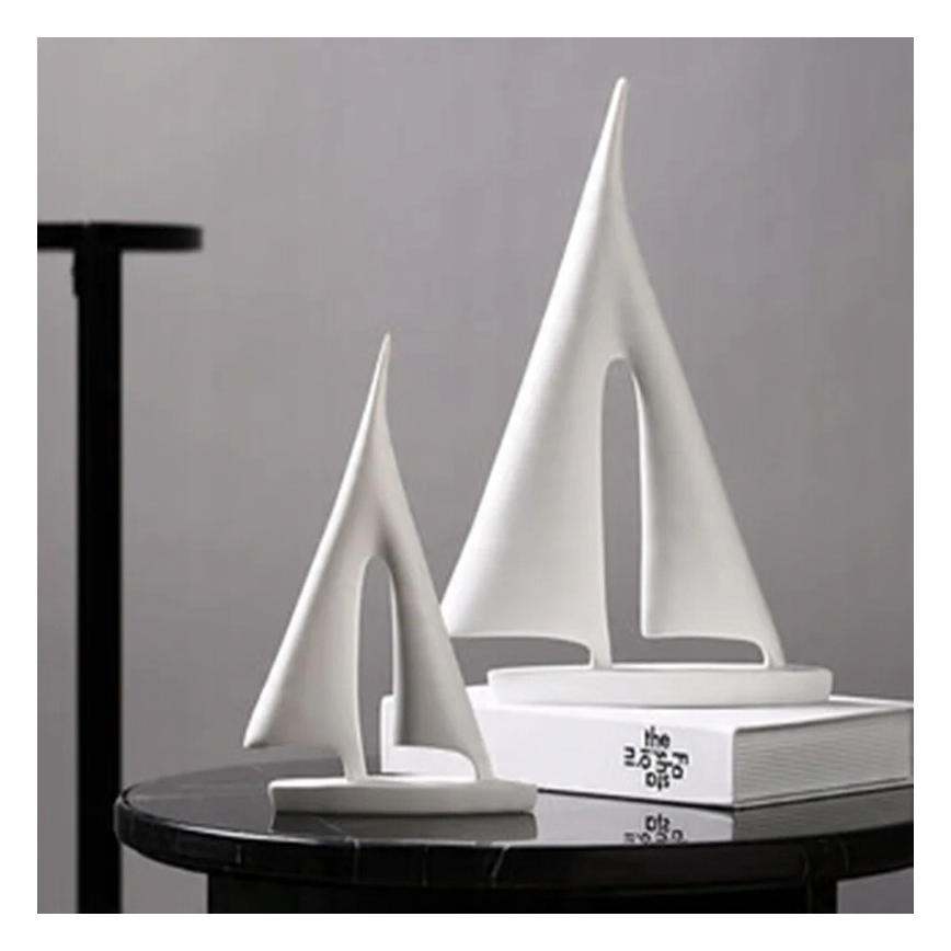Stalo dekoracija 21 cm derva/balta