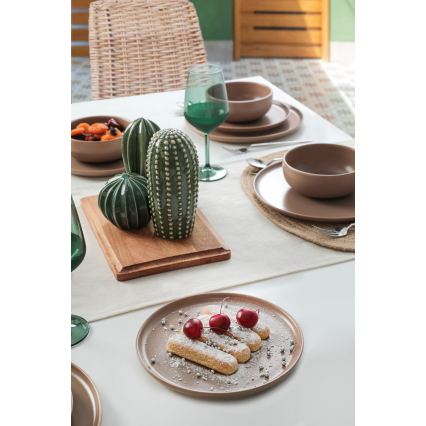 Stalo indų rinkinys 18 vnt ruda/keramika