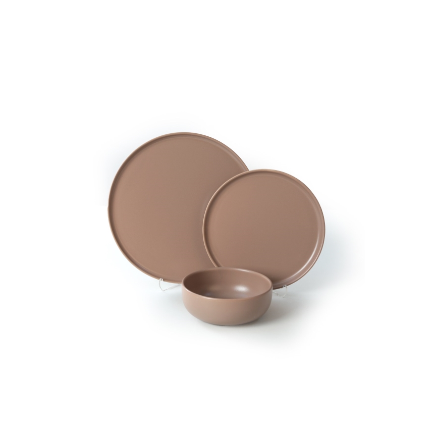 Stalo indų rinkinys 18 vnt ruda/keramika