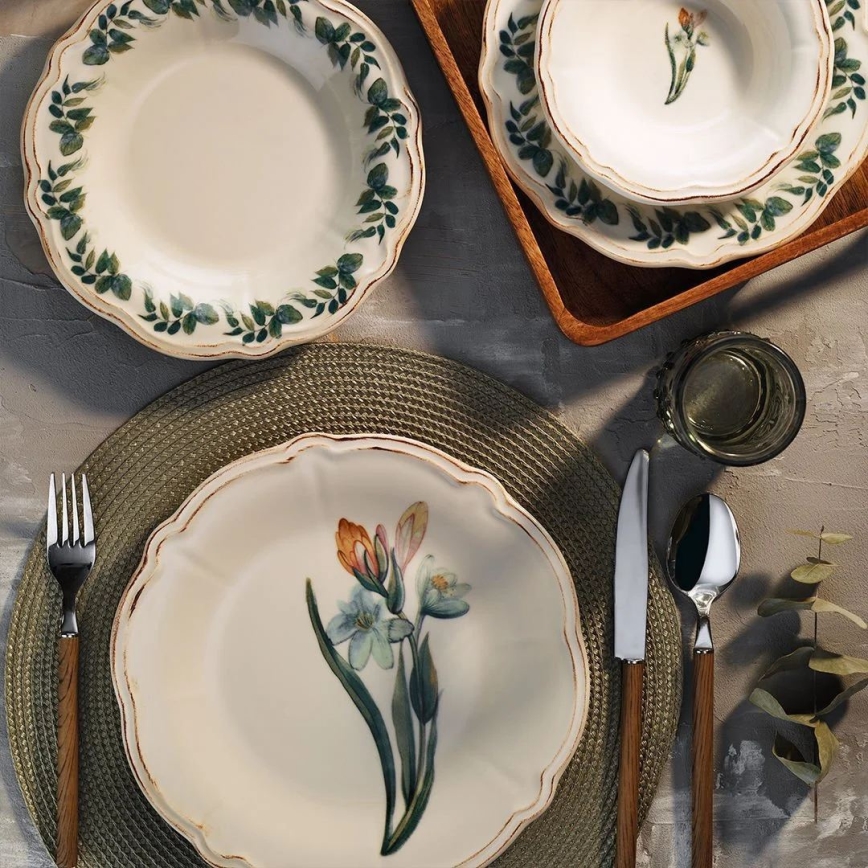 Stalo indų rinkinys 18 vnt. ryškių spalvų/porcelianas