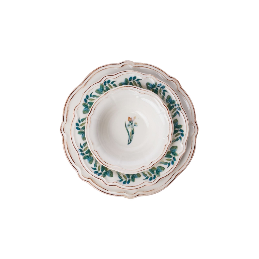 Stalo indų rinkinys 18 vnt. ryškių spalvų/porcelianas