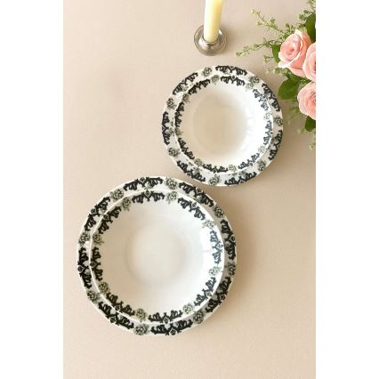 Stalo indų rinkinys 24 vnt. balta/žalia/porcelianas