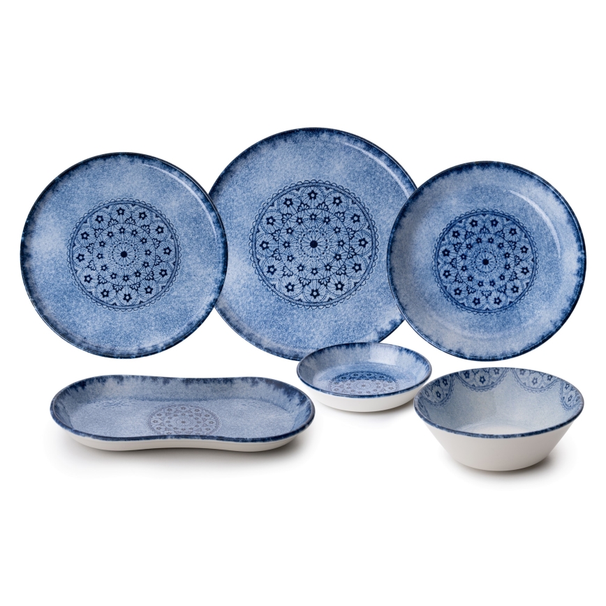 Stalo indų rinkinys 27 dalių mėlynas/porcelianas