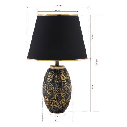 Stalo lemputė RAMZES 1xE27/40W/230V juoda/auksinė