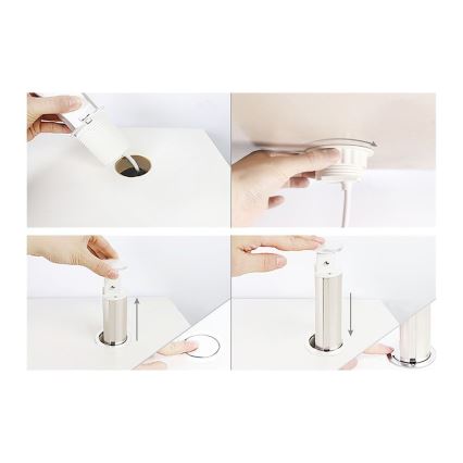 Stalviršiui skirtas lizdų stulpelis 2×230 V + USB-A + USB-C