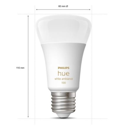 Starter kit Philips Hue White Ambiance 3xE27/11W 2200-6500K + prijungiamas prietaisas ir nuotolinio valdymo pultas