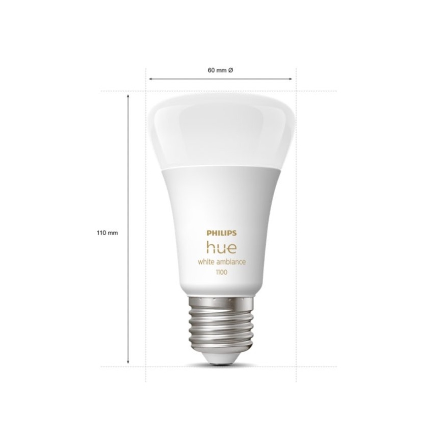 Starter kit Philips Hue White Ambiance 3xE27/11W 2200-6500K + prijungiamas prietaisas ir nuotolinio valdymo pultas