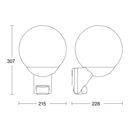 STEINEL 005535 - Lauko sieninis šviestuvas su jutikliu L585S 1xE27/60W juodas IP44