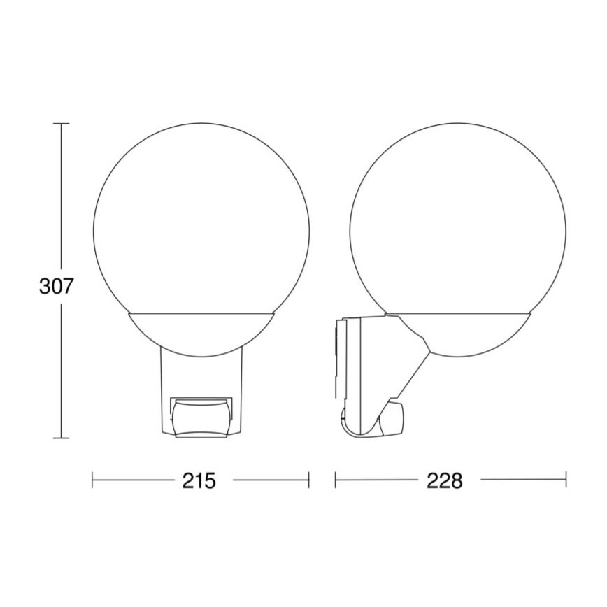 STEINEL 005535 - Lauko sieninis šviestuvas su jutikliu L585S 1xE27/60W juodas IP44