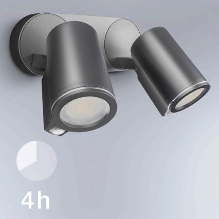 STEINEL 058654- LED Lauko sieninis šviestuvas su jutikliu SPOT DUO 2xGU10/7,5W/230V IP44