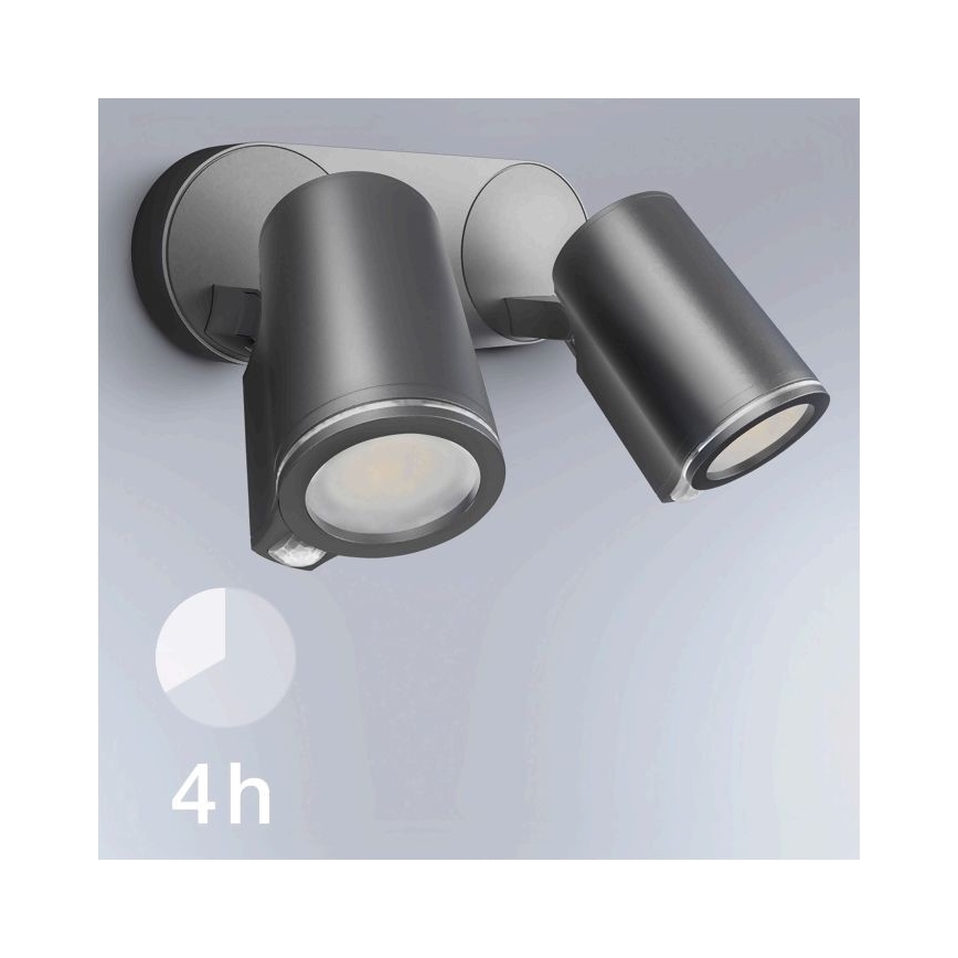 STEINEL 058654- LED Lauko sieninis šviestuvas su jutikliu SPOT DUO 2xGU10/7,5W/230V IP44