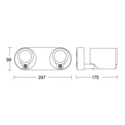 STEINEL 058654- LED Lauko sieninis šviestuvas su jutikliu SPOT DUO 2xGU10/7,5W/230V IP44