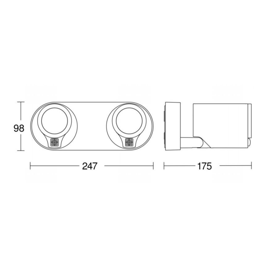 STEINEL 058654- LED Lauko sieninis šviestuvas su jutikliu SPOT DUO 2xGU10/7,5W/230V IP44