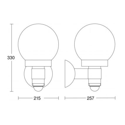 Steinel 059880 - LED Lauko šviestuvas su jutikliu L 115 1xE27/60W/230V IP44