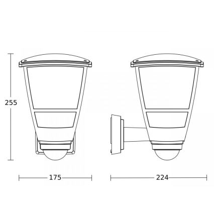 Steinel 084769 - Lauko sieninis šviestuvas su jutikliu L10S 1xE27/15W/230V IP44