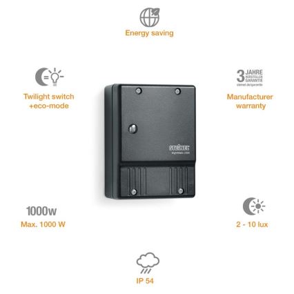 STEINEL 550318 - Naktinis jungiklis NightMatic 2000 juodas IP54