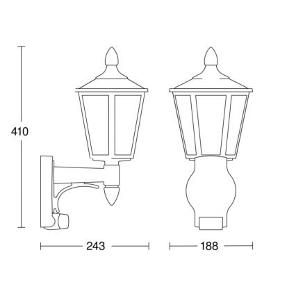 Steinel 617813 - Sieninis lauko šviestuvas su jutikliu L 15 1xE27/60W/230V