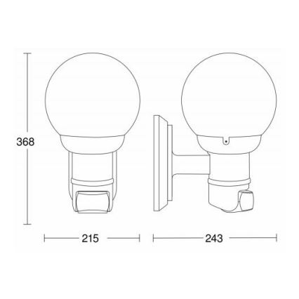 STEINEL 634216 - L 560 S juodas sieninis lauko šviestuvas su jutikliu