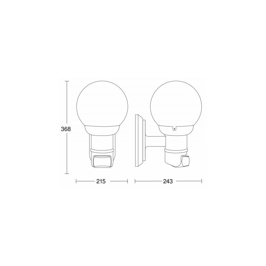 STEINEL 634216 - L 560 S juodas sieninis lauko šviestuvas su jutikliu