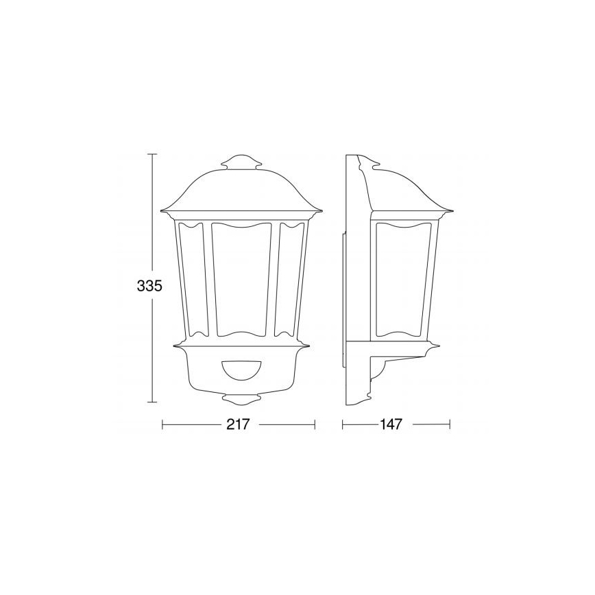 Steinel 644413 - Sieninis lauko šviestuvas su jutikliu L 190 1xE27/100W/230V