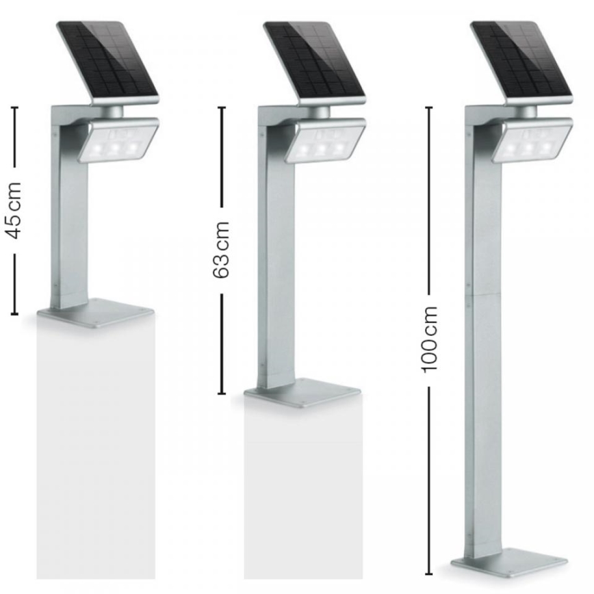 STEINEL 671211 - Saulės jutiklis LED prožektorius XSolar GL-S 0,5W/LED sidabras IP44 2500 mAh