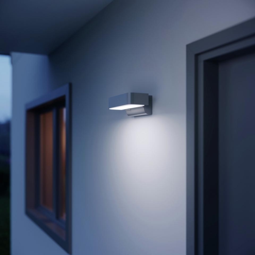 STEINEL 87555 - LED Lauko sieninis šviestuvas su jutikliu L 800 SC LED/7,5W/230V IP44 sidabras