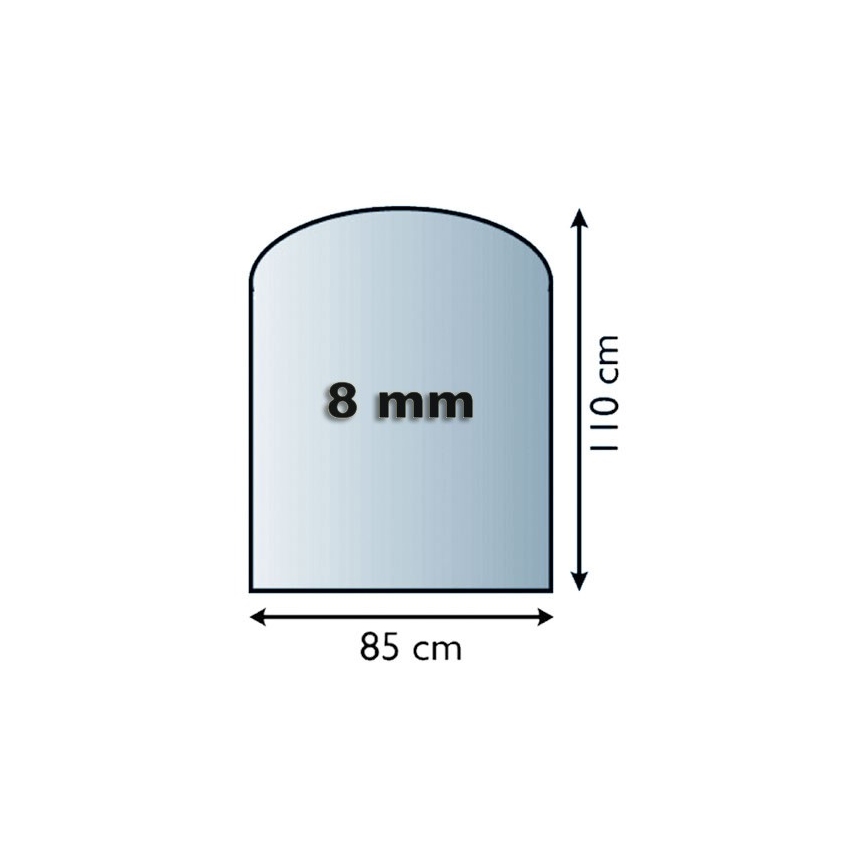 Stiklas po židiniu 1100x850x8 mm pusiau arka