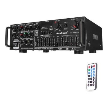 Stiprintuvas su ekvalaizeriu ir MP3 grotuvu + nuotolinis valdymas